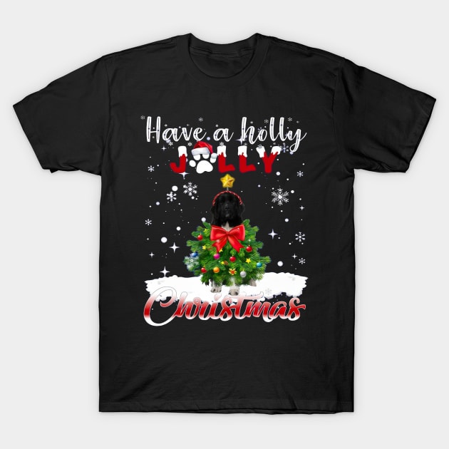 Have A Holly Jolly Christmas Newfoundland Dog Xmas Tree T-Shirt by cyberpunk art